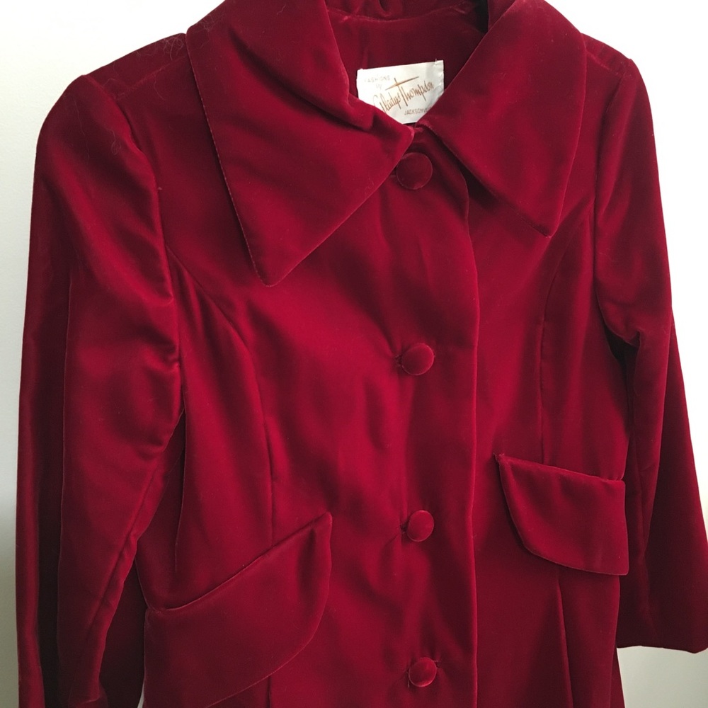 Vintage crushed red velvet coat